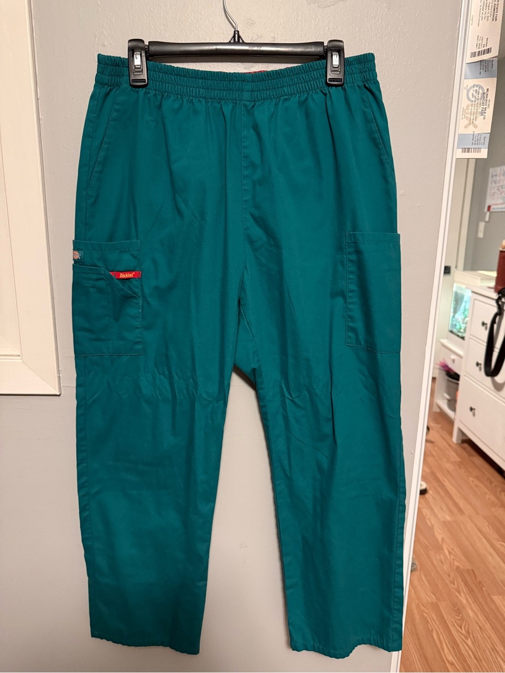Dickies Men’s Teal Cargo Scrub Pants - Elastic Waist